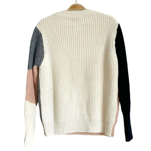 Acoté Ecru Multicolor Colorblock Alpaca Crewneck Pullover Sweater Sz 1 NWT $198 - Picture 6 of 13